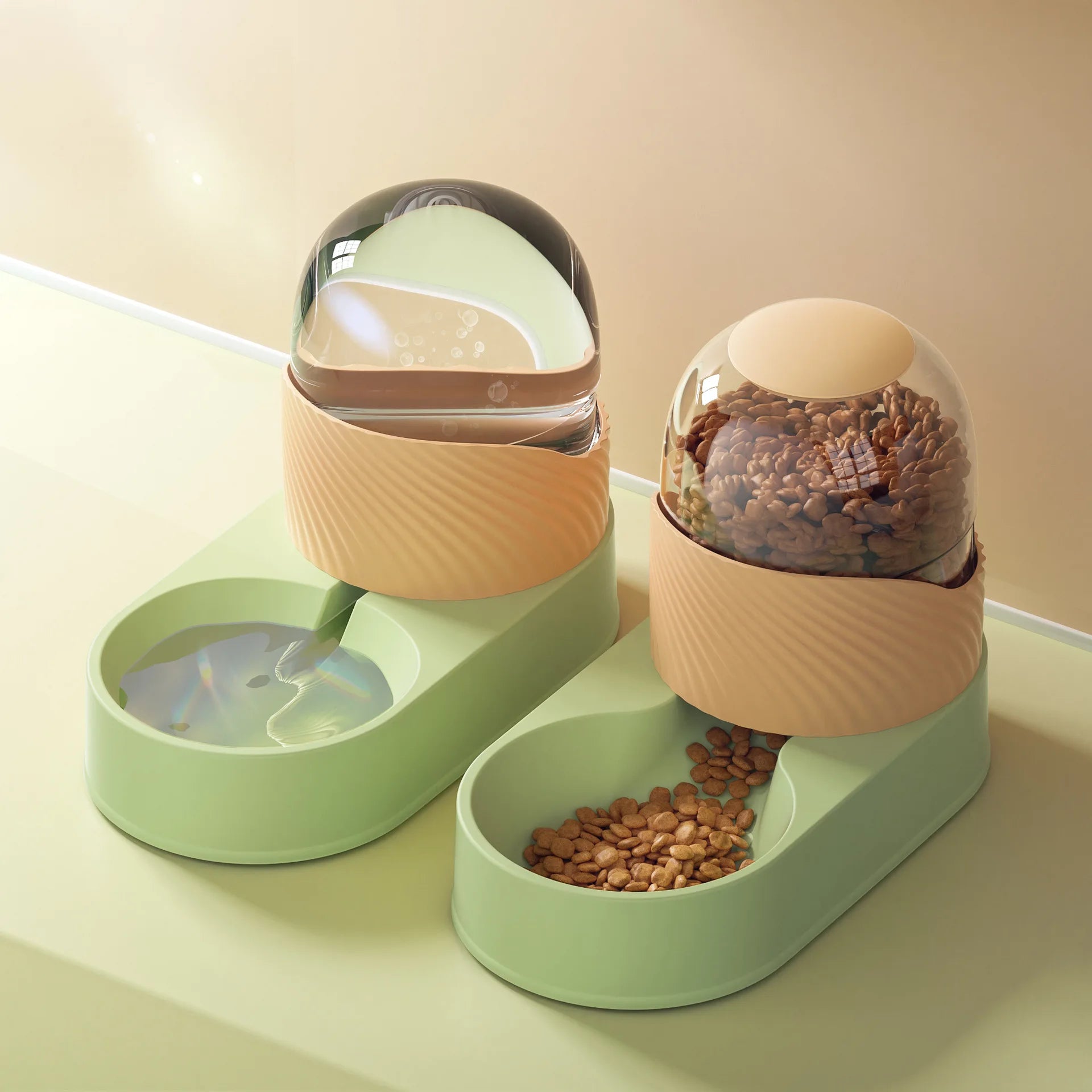 2000ML Pet Water Dispenser Cat Automatic Feeder Drinking Cat Water Dispenser Dog Cat Bowl Dog Bowl Combination Pet Supplies Oasis Select green 2pcs