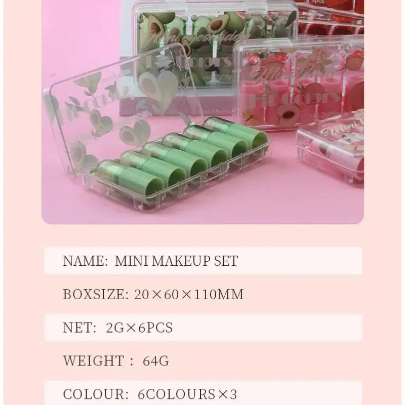 Mini 6in1 Makeup Set Blush Lipstick Stick Long Lasting Moisturize Fruit Cream Tint Face Cosmetic Beauty Kit Oasis Select