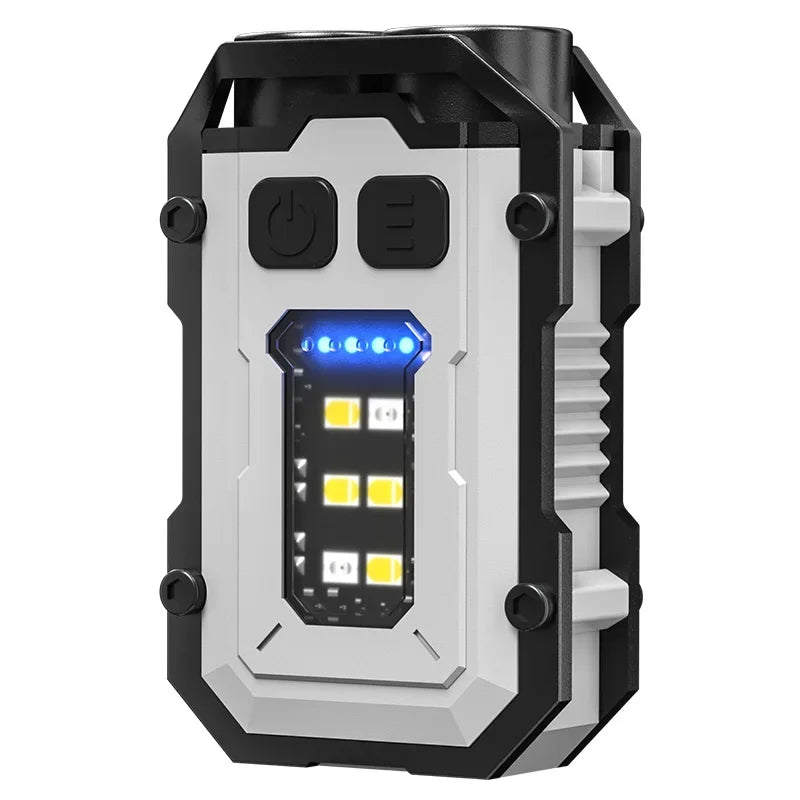 Mini LED Keychain Light Portable Magnetic EDC Flashlight Outdoor Camping Fishing Emergency Work Hat Clip Lamp With FingertipGyro Oasis Select YSD-01(White)