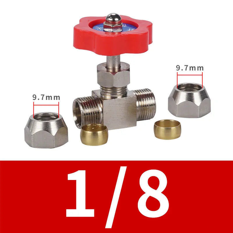 Pneumatic Copper Tube Needle Globe Valve Metal High Pressure 6 8 10 12mm Inner Diameter 1/8 1/4 "plastic Handle Nickel Plated Oasis Select ZXF Inner 1 point