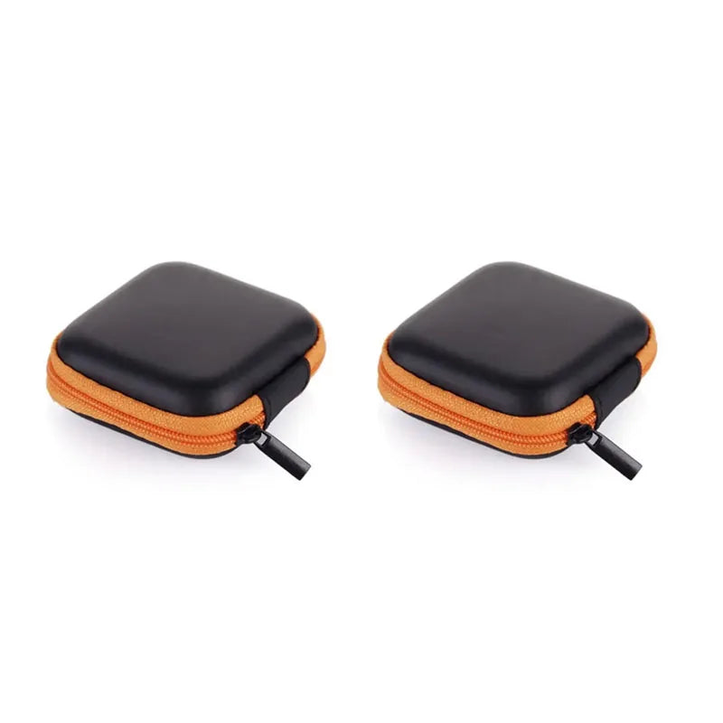 1/3Pcs Zipper Storage Bag For Wired Earphone Data Cable Mini Portable Small Square Bag For AirPods Key Money Bag Protector Case Oasis Select 2pcs Orange