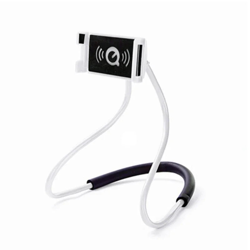 1PC Flexible Hands-free Phone Holder, Lazy Necklace Bracket for Bed, 360° Rotatable Cellphone Stand for iPhone Samsung Xiaomi Oasis Select WHITE