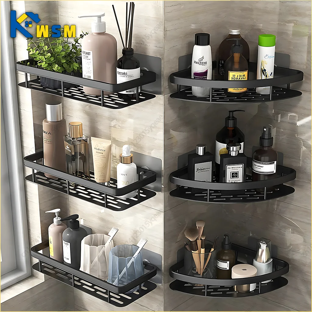 Bathroom Shelf Kitchen Storage Organizer Aluminum Alloy Shampoo Rack Shower Shelf Bathroom Accessories No Drill Shelf Oasis Select