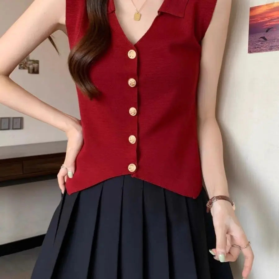 Mock Neck Sleeveless Knit Top for Women Summer Slim Fit Gray Layering Undershirt Casual Korean Style Basic Tank Top Oasis Select