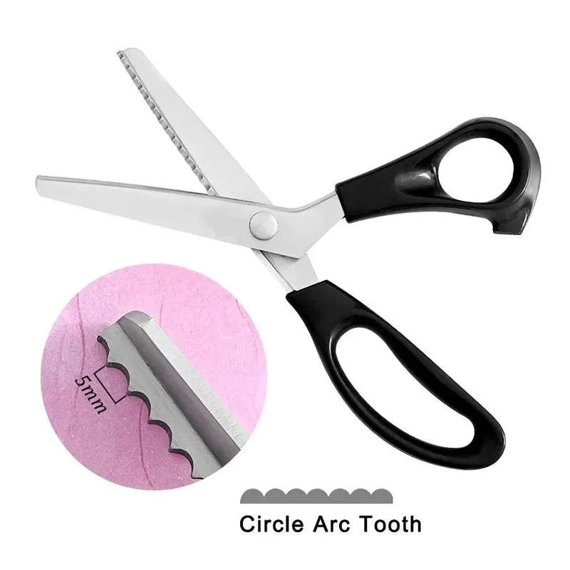 Tailor Scissors Pinking Shears Zig Zag Sewing Cut Serrated Lace Scissors Sewing Accessories Fabric Scissors DIY Sewing Tool Oasis Select Circle Arc Tooth 5MM