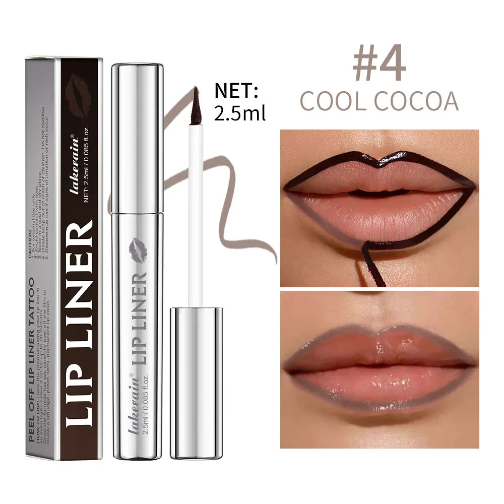 Waterproof Lip Liner Peel Off Tattoo Lipgloss Waterproof Long Lasting Matte Lip Tint Brown Contour Tear-off Lips Stain Cosmetic Oasis Select 4cocoa