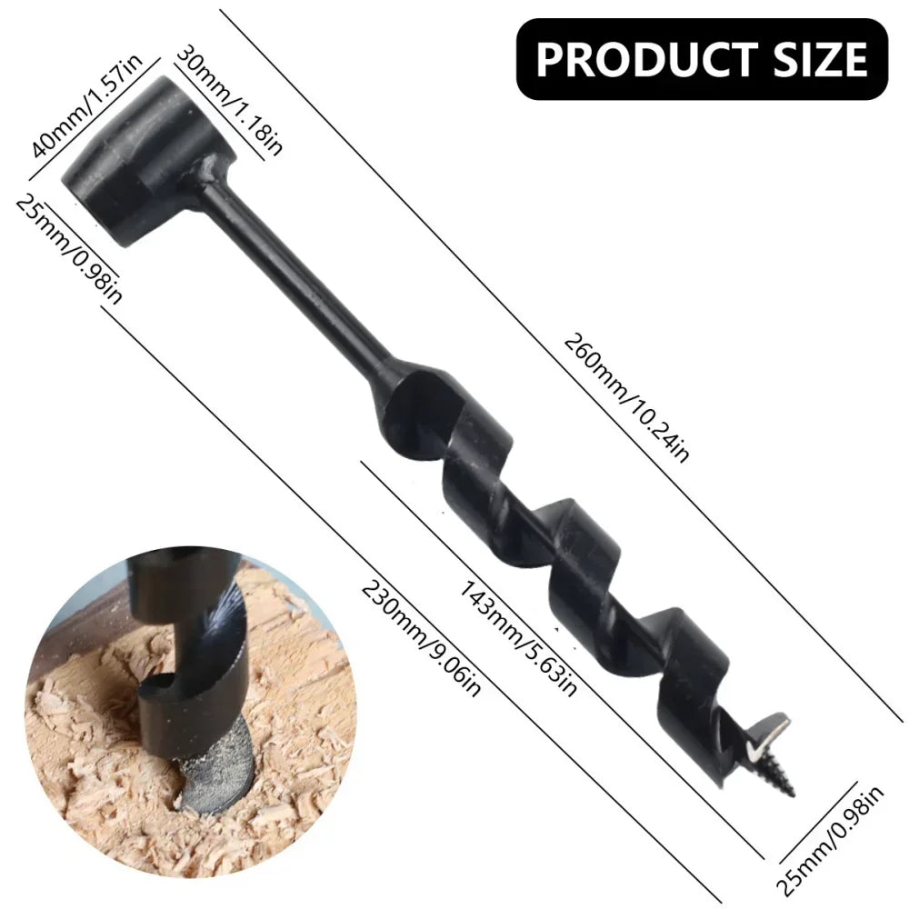 SLADE Manual Auger Drill – Carbon Steel Bushcraft Wood Tool Manual Auger Drill Oasis Select 25 x 230mm