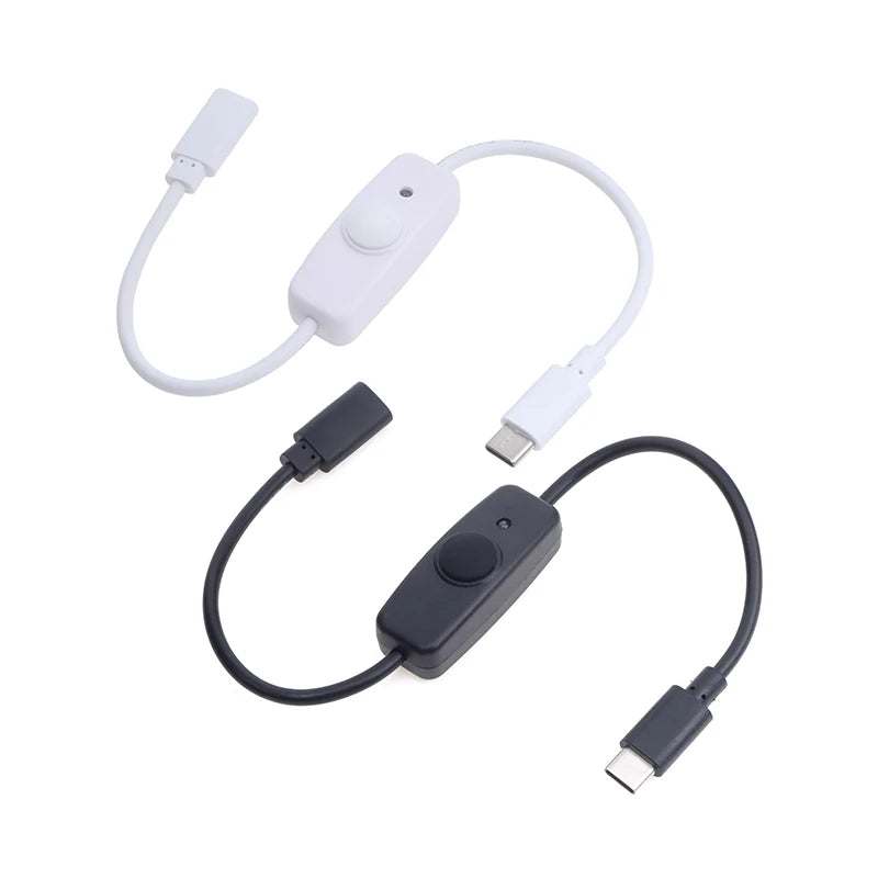 USB Type C With ON/OFF Switch Power Button 30CM Charging Extension Cable Universal Type-C Extension Cable Oasis Select