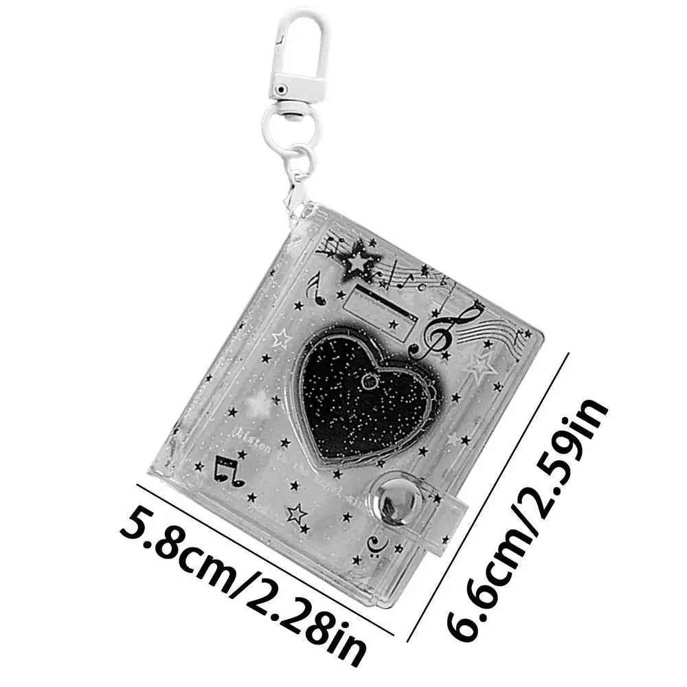 Mini Photo Albums Key Chain Decoration PVC Photos Holder Pockets Accessories For Photos Cards Keychain Pendant Card Holder Oasis Select Black