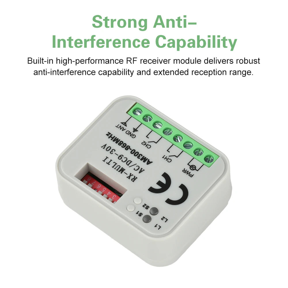 Universal Garage Door Remote Control Receiver 300-868MHz AC/DC 9-30V Switch Module Relay For 433MHz 868MHz Oasis Select
