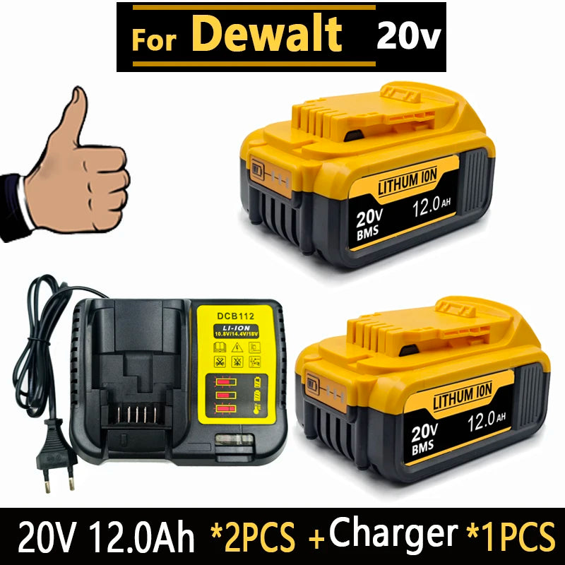 New for Dewalt lithium battery 20V/20V universal lithium battery fast charging DCB118 DCB115 DCG405 DCF512 DCD805 DCF887 battery Oasis Select 2Pcs 12.0Ah-1Pcs EU