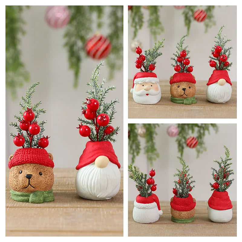 Santa Claus Figurine Christmas Decor Snowman Ornament for Home Table Centerpiece Mantelpiece Shelf Winter Holiday Decoration Oasis Select