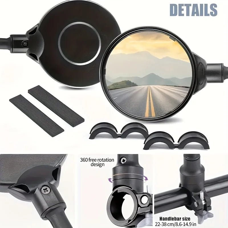 2pcs Bicycle Rearview Handlebar Mirrors 360 for Mountain Road Bike Motorcycle Bendable Hose Adjustable Rearview Mirror Oasis Select