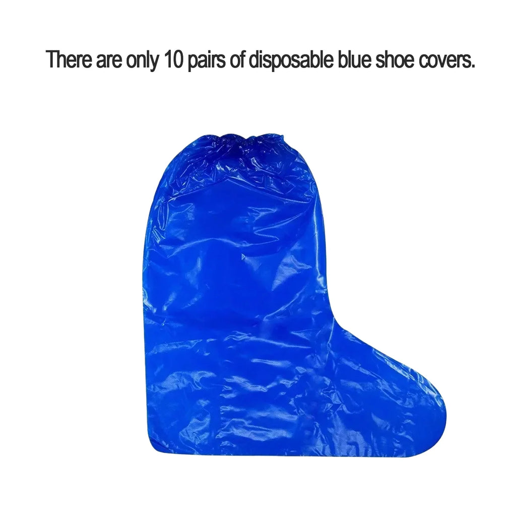 White Raincoat with 10 Disposable Shoe Covers Waterproof Adult Poncho Set for Outdoor Travel Camping Hiking Rain Protection Gear Oasis Select 10PCS-blue