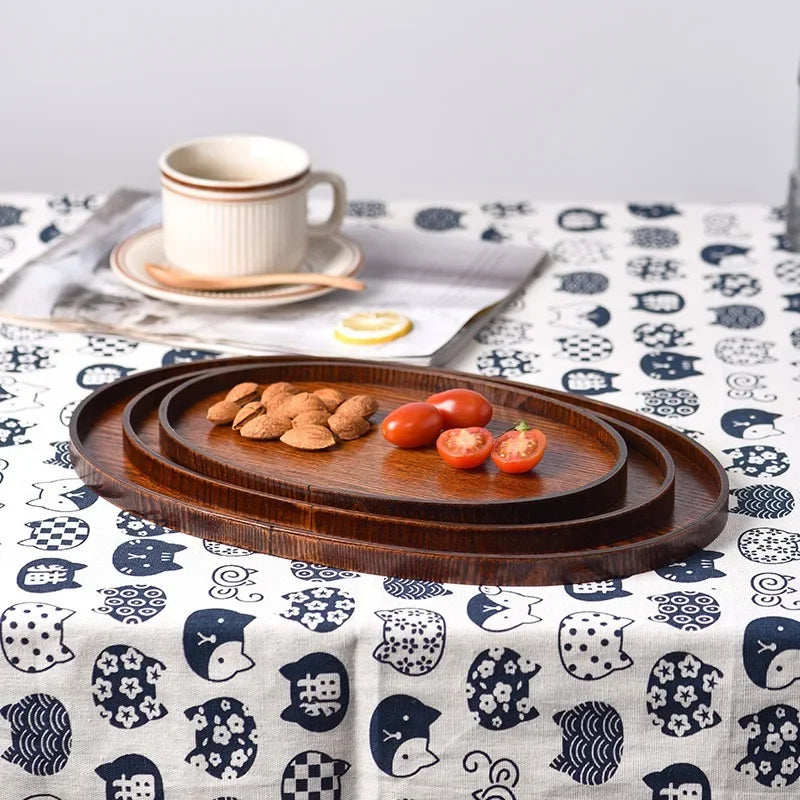 Oval Serving Trays Tableware Dessert Tea Saucer Coasters Coffee Coasters Wooden Plate Storage Food Display Home Hotel Decor Oasis Select