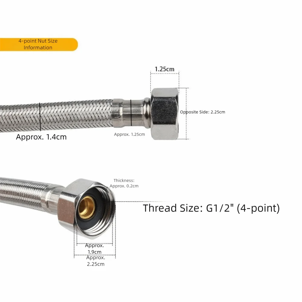 30/40cm Corrugated Water Hose Stainless Steel Large Flow Hot and Cold Water Faucet Inlet Hose Explosion-proof Oasis Select