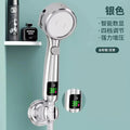 High Pressure Handheld Shower Sprayer 4 Modes Water-Saving Design LED Digital Temp Display for Bathroom Oasis Select Silver