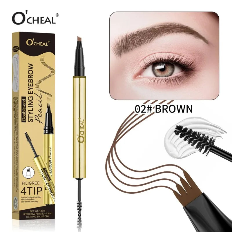 O'CHEAL Styling Eyebrow Gel 3D Feathery Wild Brow Wax Double-end Waterproof Sculpt Soap Eyebrow Pencil Eye Makeup Cosmetics Oasis Select 02 Brown 2ml