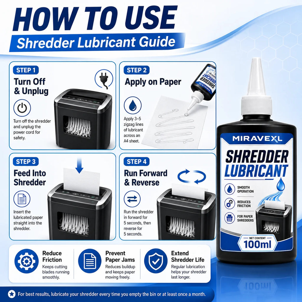 Paper Shredder Lubricant Oil, Blade Cutter Cleaner, Anti-Jam Formula, Smooth Quiet Shredding, Office Home Machine Care Solutions Oasis Select