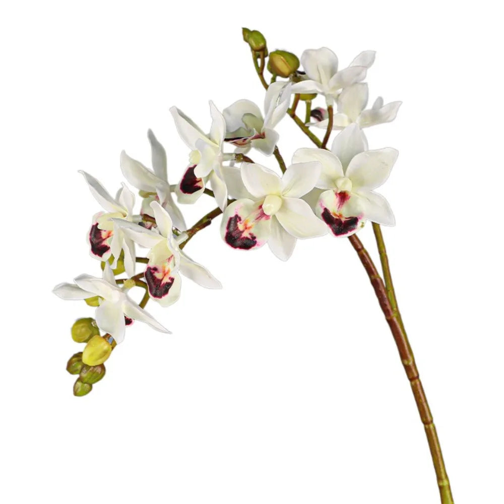 2 Fork Artificial Phalaenopsis Branches Realistic Handmade Artificial Butterfly Orchid Flower Real Touch Simulation Plant Oasis Select White