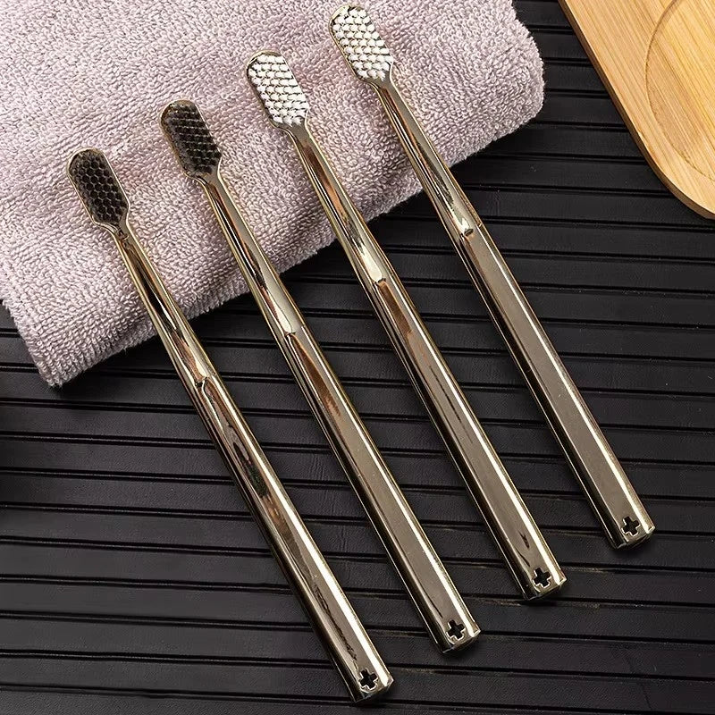 4/1pcs Luxury Soft Toothbrush Men Women Adult Tooth Brush Gold Silver Dental Brushes Elegance Gentle Toothbrushes Drop Shipping Oasis Select