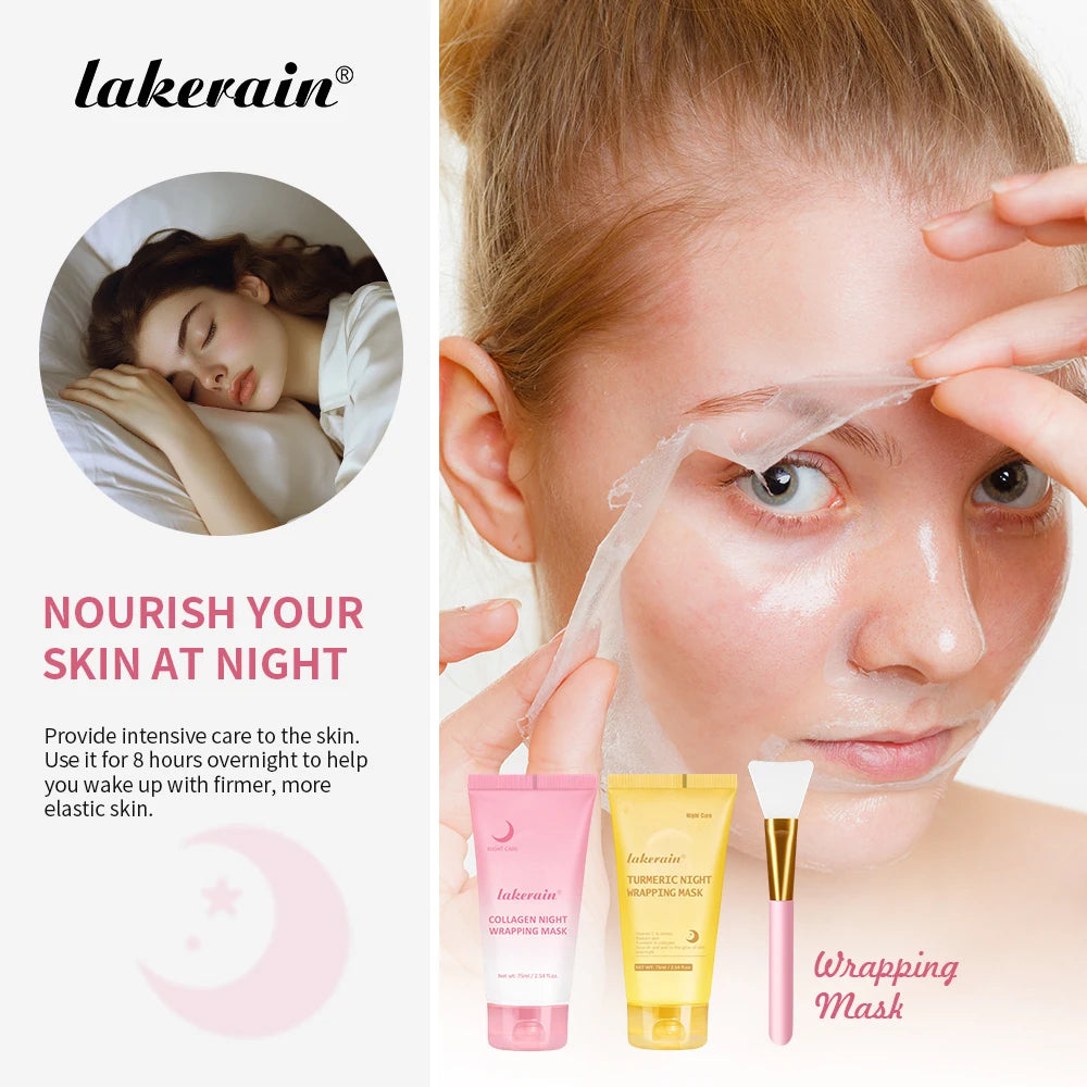 Glow night Wrapping Mask Deep Hydration Care Reduces Sagging&Dullness Even Skin Tone Mask Collagen Turmeric Hydrating Moisturize Oasis Select