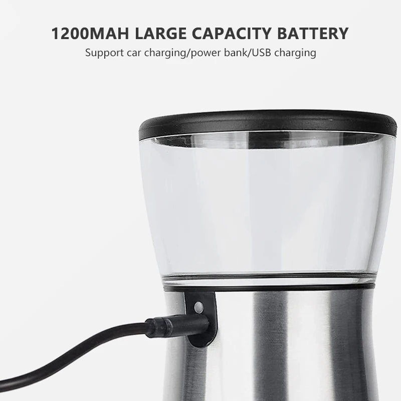 USB Rechargeable Electric Burr Coffee Grinder – Stainless Steel