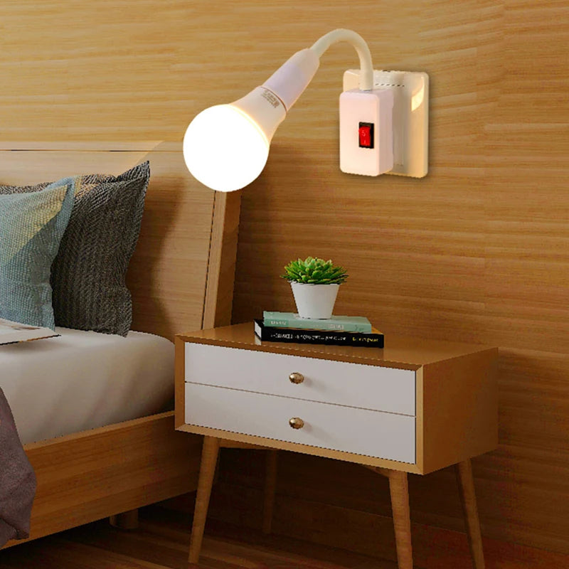 E27 Lamp Holder Socket Adapter with Switch & Flexible Neck