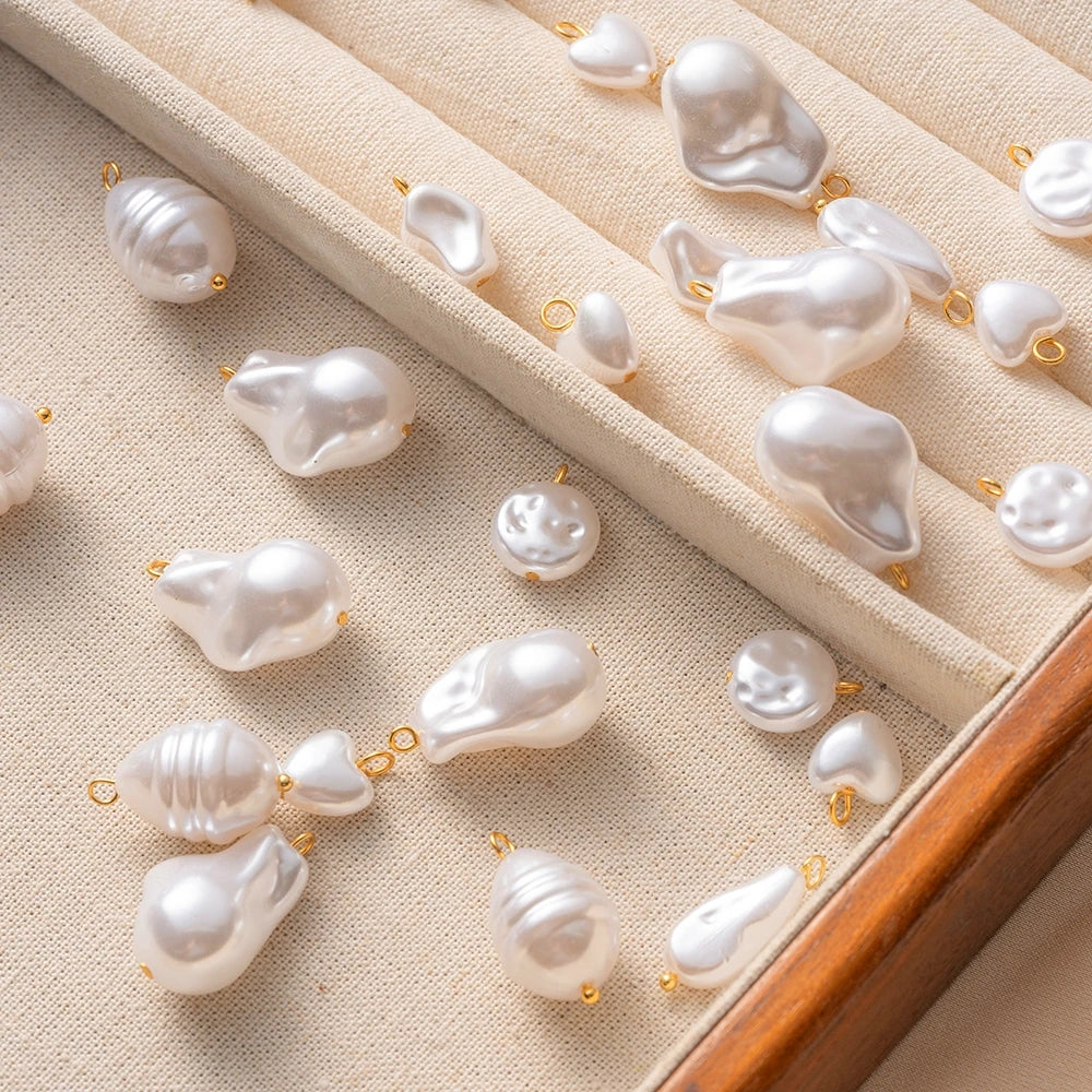 10Pcs Stainless Steel Pearl Pendant Charms Dangles Irregular Pear Pendant with Hoop for DIY Necklaces Earrings Jewelry Making Oasis Select