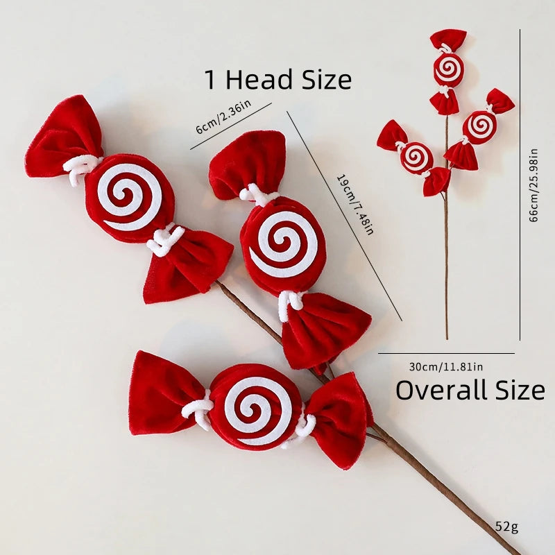 Fuzzy Red & White Candy Cane Christmas Tree Ornament