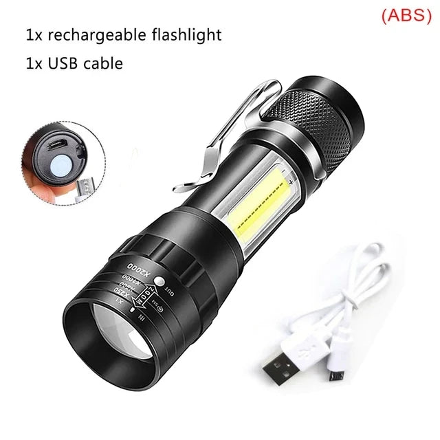 KDULIT Rechargeable LED Flashlight – Zoomable 3-Mode Torch