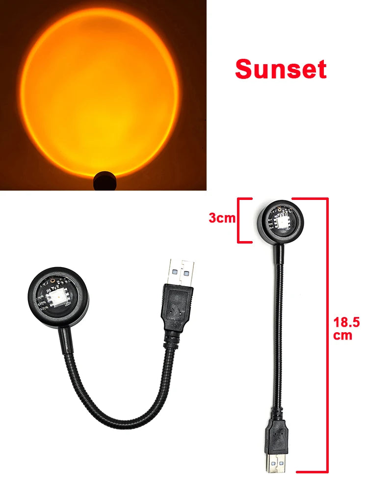 USB LED Sunset Lamp – RGB Night Light Projector for Bedroom LED Projector Night Light Oasis Select Sunset