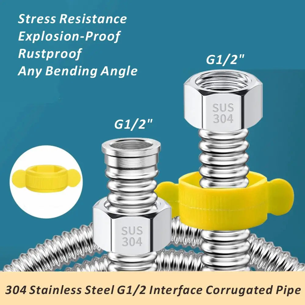 Stainless Steel 20-200cm Basin&Toilet 1/2" Water Weaved Plumbing Hose bathroom Heater Connect Corrugated Pipes with Wrench Pipe Oasis Select