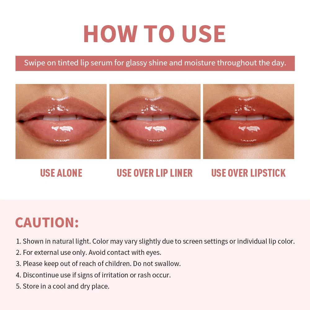 Lakerain Glaze Blaze Tinted Lip Serum Moisturizing Repairing Nourishing Lip Tint Glow Liquid Lip Gel Hydrating Lips Care Makeup Oasis Select