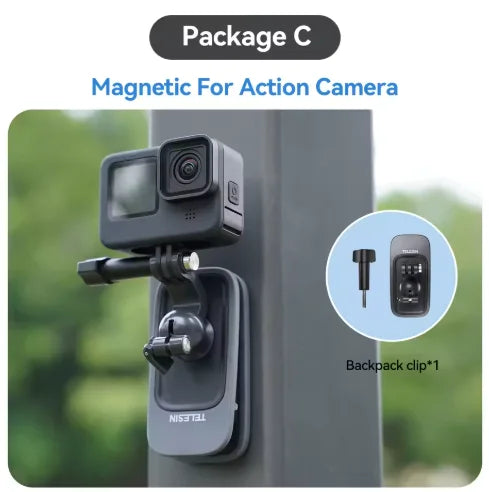 TELESIN 360° Magnetic Backpack Clip Mount – GoPro, DJI, Insta360