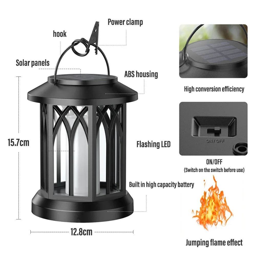 Flame LED Solar Light with Clip Outdoor Waterproof Lantern Hanging Solar Lamp Yard Landscape Torch Garden Light Oasis Select