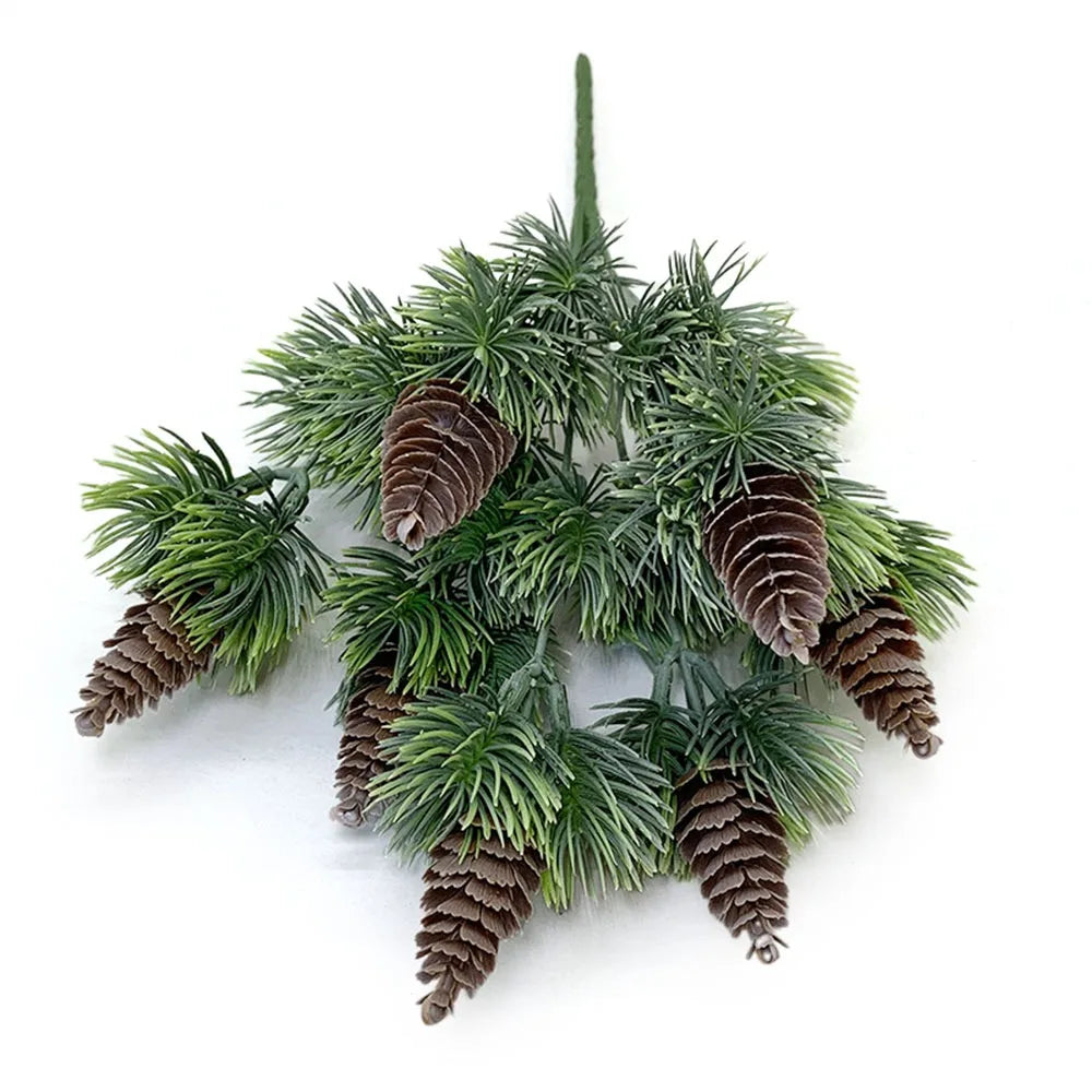 Green Artificial Pine Branches Desktop Ornament DIY Accessories Faux Pine Leaves Craft Fake Plant Fake Pine Home Decoration Oasis Select 2-B
