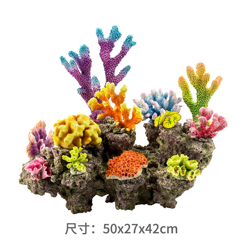 Betta Fishbowl Ornaments Large Coral Reef Stone Island Pet Artificial
