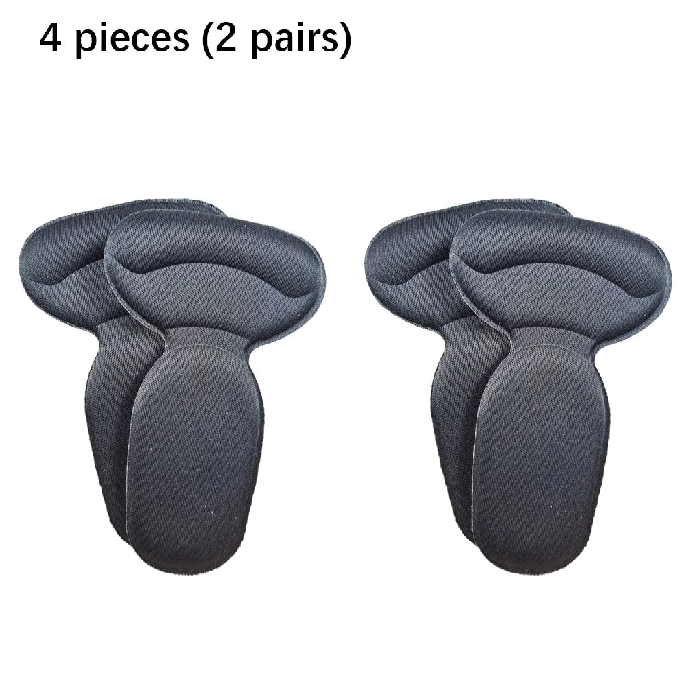 T Shape Sponge Heel Stickers Shoe Cushion Heel Protector for Shoes High Heels Inserts Heel Pads Shoe Adjuster Women Half Insoles Oasis Select T-Black-4PCS