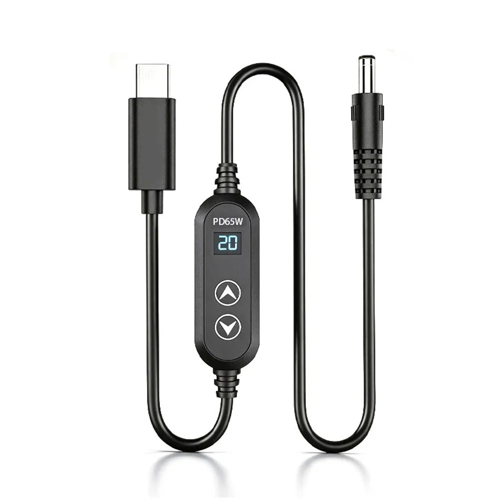 65W USB-C to DC PD Cable – 5V 9V 12V 15V 20V Universal Adapter