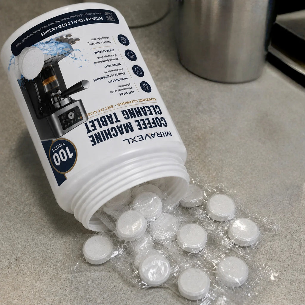 100 MIRAVEXL Coffee Machine Cleaning Tablets for Espresso & Drip Machines Deep Clean, Improve Taste, Fully Automatic, Safe Oasis Select