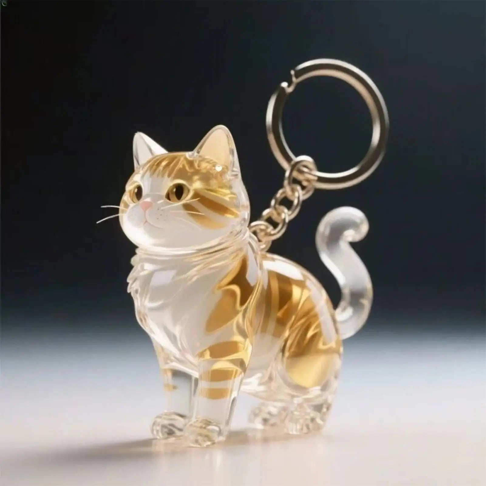 Cat Hair Storage Keychain Bag Pendant Transparent Pet Hair Keepsake Cat Shape Clear Pendant Portable Pet Hair Keepsake charm Oasis Select