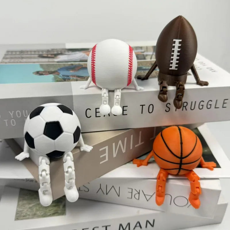Articulated Sports Ball Figurines Creative Golf Soccer Basketball Decor Home Office Movable Joint Desktop Ornaments Idear Gift Oasis Select