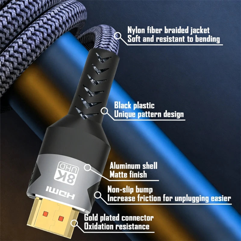 8K HDMI 2.1 Cable 48Gbps Ultra High Speed 4K@120Hz 8K@60Hz 48Gbps Adapter For RTX 3080 eARC HDR Video Cable PC Laptop TV Box ﻿ Oasis Select