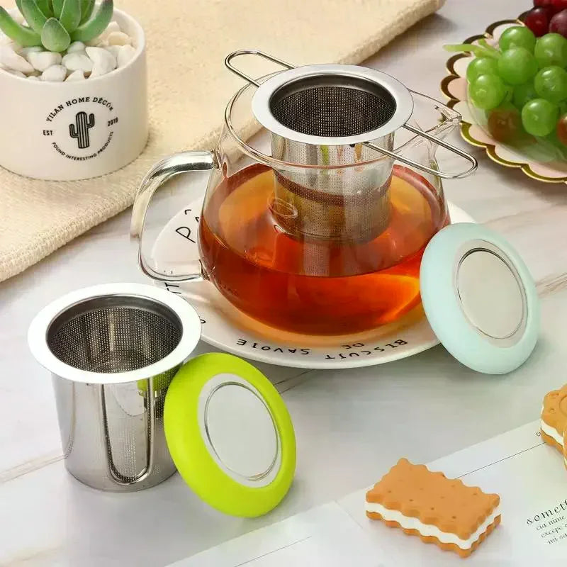 Reusable Stainless Steel Mesh Tea Strainer with Lid for Loose Tea Leaves And Spices Compatible with Teapots And Mugs Oasis Select