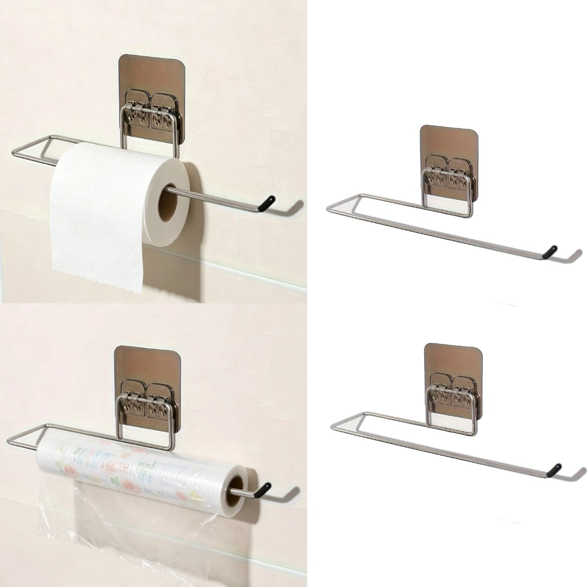 Paper Roll Holder Towel Rack Cling Film Storage Rack Bathroom No Punching Storage Rack Hanging Shelf Kitchen Tissue Accessories Oasis Select