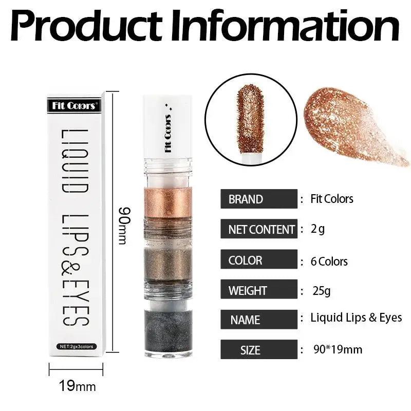Fit Colors 3-in-1 Shimmer Glitter Liquid Eyeshadow & Lip Gloss