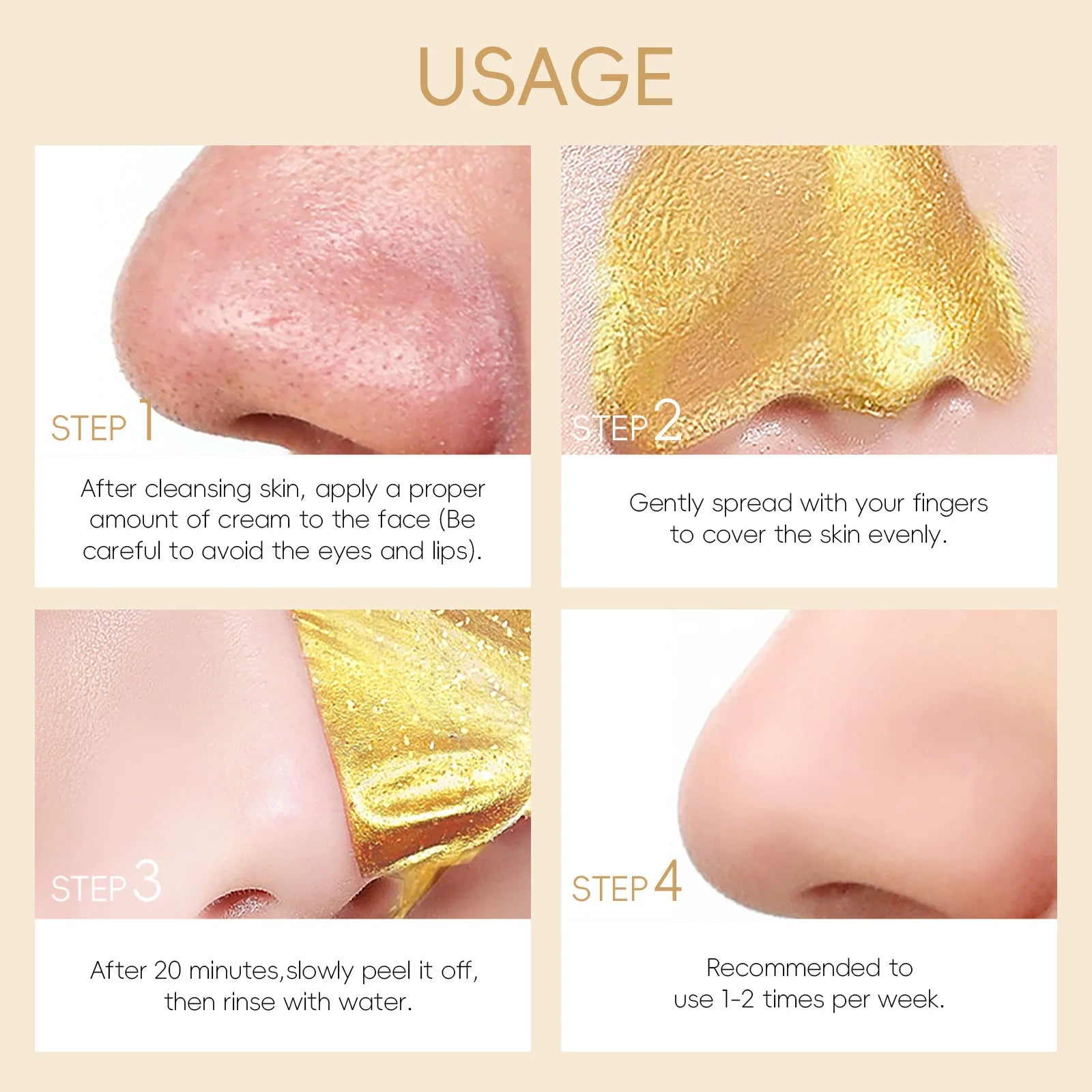LAIKOU 24K Gold Snail Peel Off Mask Pore Cleaner Blackhead & Dirt Remover Facial Brightening Skin Care 50g Oasis Select