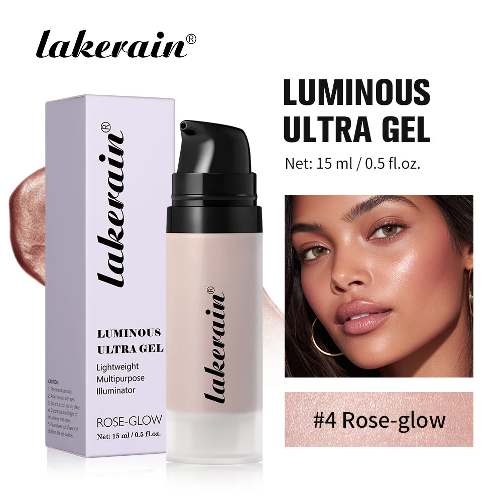 Lakerain Highlight Foundation Glowy Super Gel Lightweight Dewy Multipurpose Illuminator Face Primer Nourishing Non-Sticky Primer Oasis Select 4 Rose-glow
