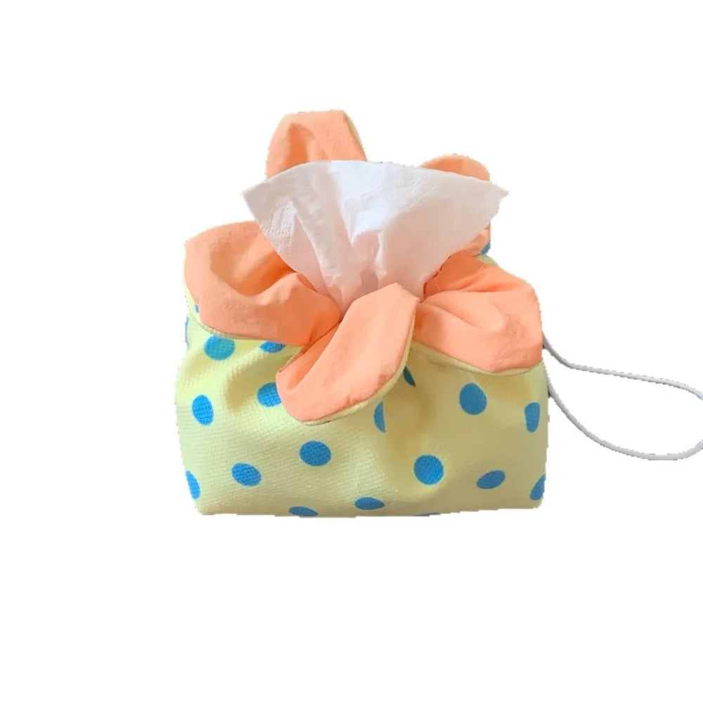 Stylish Lightweight Flower Tissue Box Multipurpose Soft Tissue Storage Bag Decorative Canvas Drawstring Tissue Box Office Oasis Select Canvas